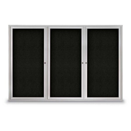 United Visual Products Sliding Door Indoor Enclosed Corkboard, 9 UV9029ACS-BLACK-KEYLIME